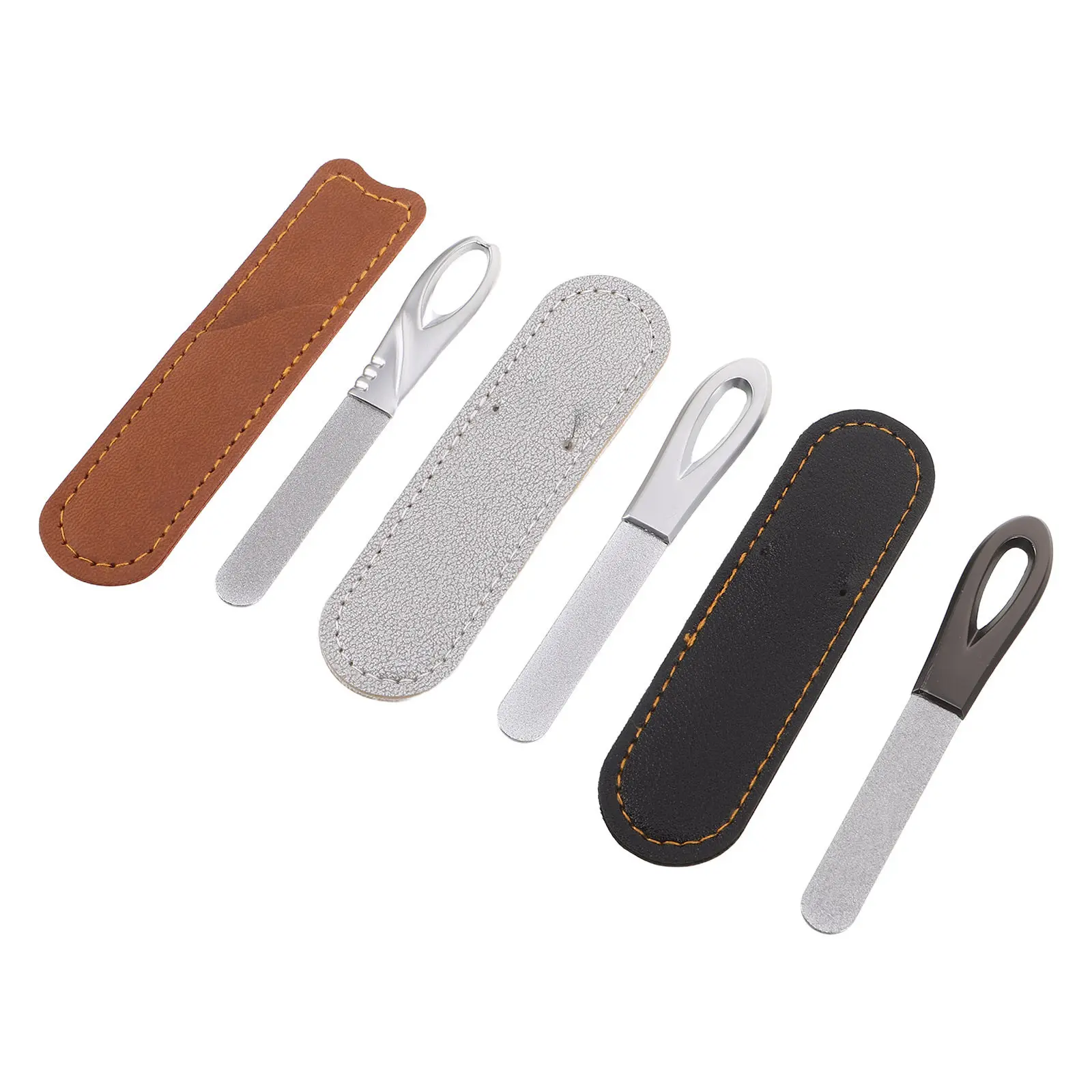 Double Sided Stainless Steel Nail File Anti Slip Handle Portable Nail Shaper Tool Manicure Toenail Buffer
