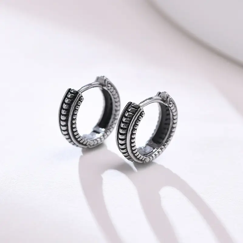 Vnox Stylish Hoop Earrings for Men Boys, Stainless Steel Huggies Earring, Ethnic Punk Rock Male Ear Gifts Jewelry - Image 4