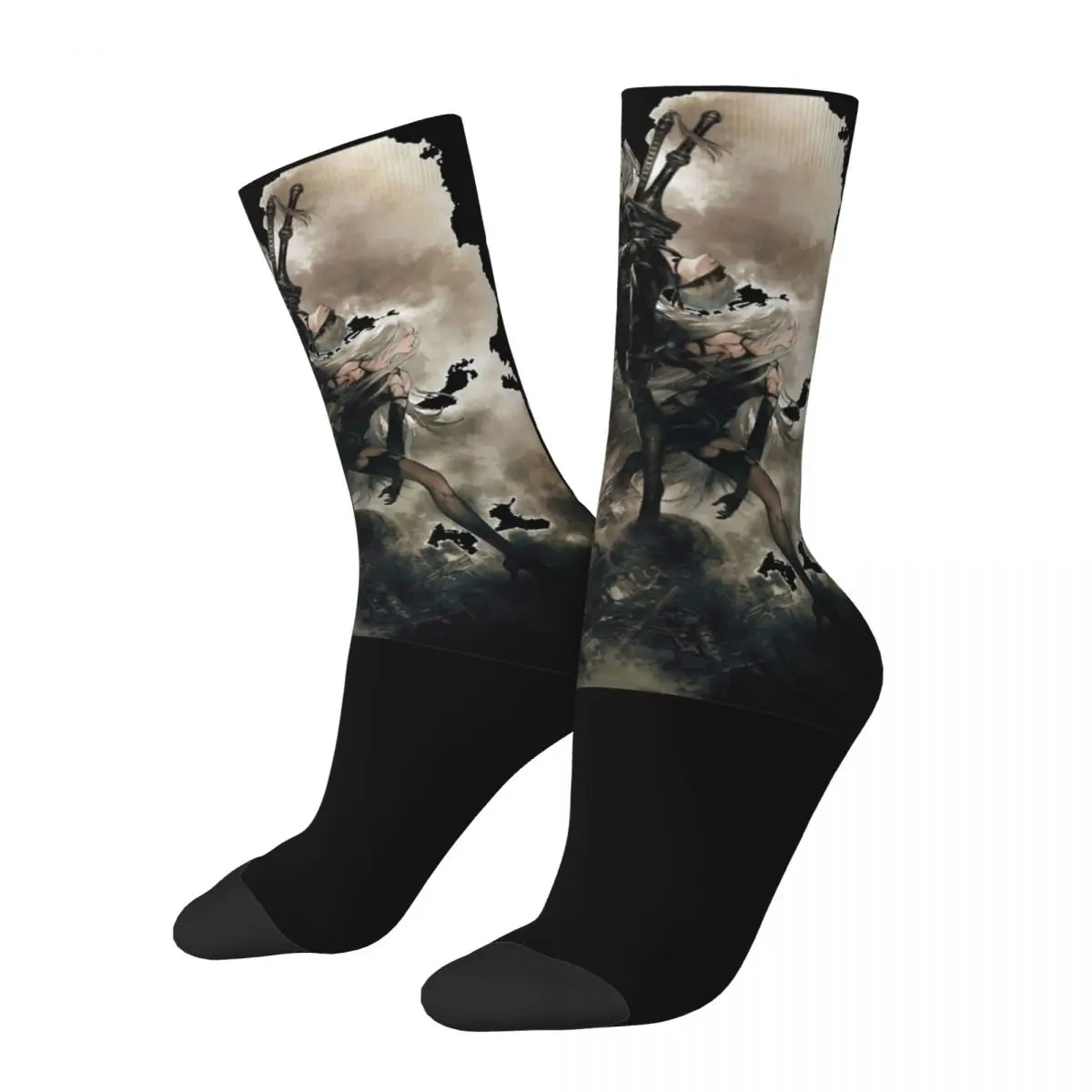 NieR Automata 2B Japan Merch Socks Flexible Video Games Skateboard Crew Socks Warm for Men's Best Gift Idea