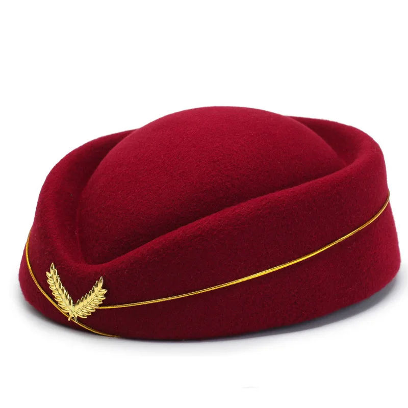 Stewardess Cap Tweed Beret Female Models England Performance Uniform Cap Performance Cap Fashion Bowler Hat Band Cap Cosplay