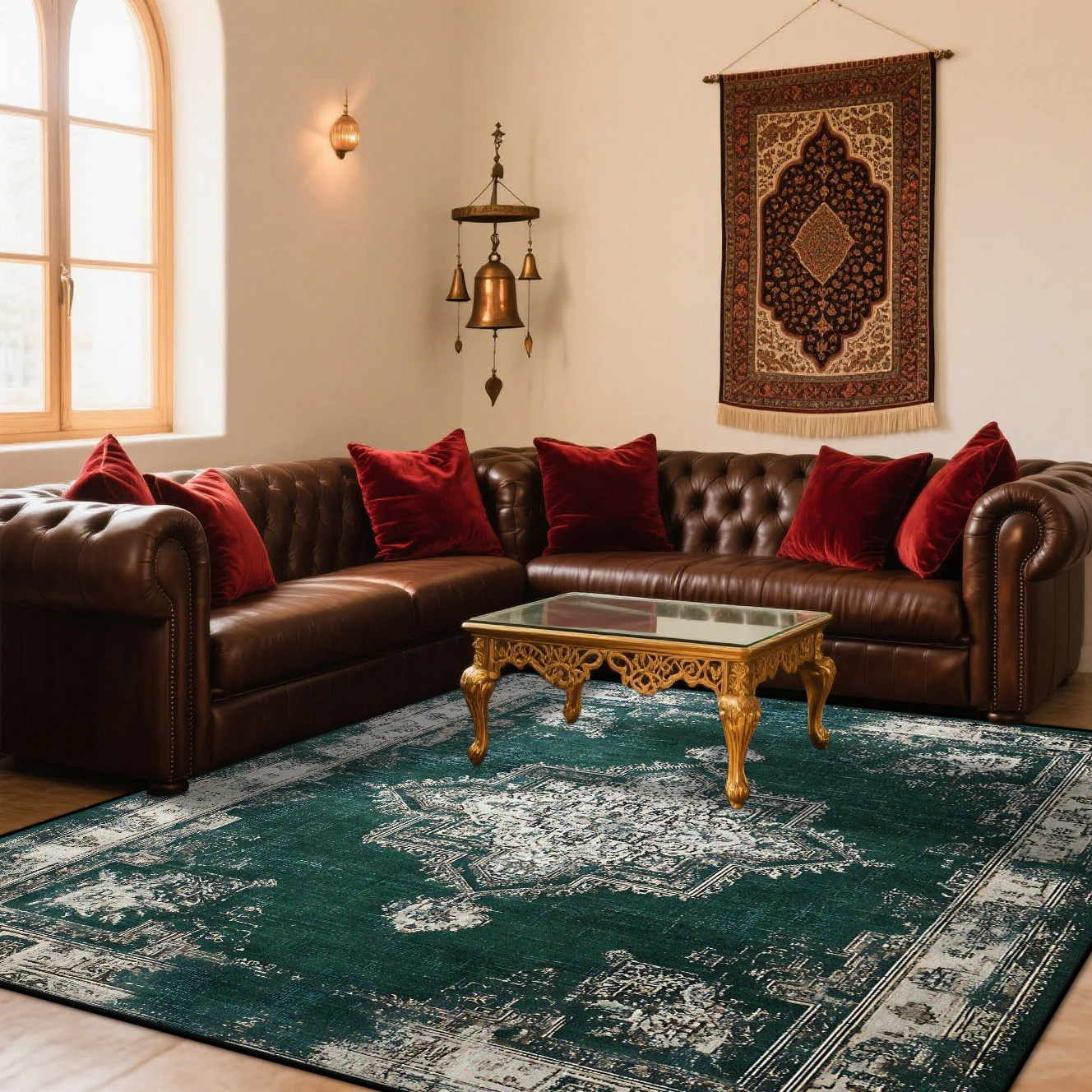 

Bohemian Retro Large Living Room Carpet Persian Decoration Home Sofa Tea Table Rug Lounge Bedroom Easy Cleaning Foot Mat Bedside