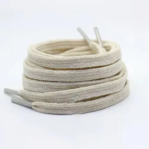 Cadarço bege claro branco bege plano oval 1970s placa sapatos de lona cadarços de pano athleisure
