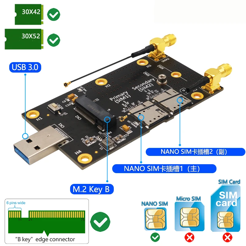 M.2 USB 3.0 어댑터 보드 Quectel Quectel 5G 모듈 Cat20 RM500Q-GL RM500Q-AE RM502Q-GL RM502Q-AE RM505Q-AE RM510Q-GL