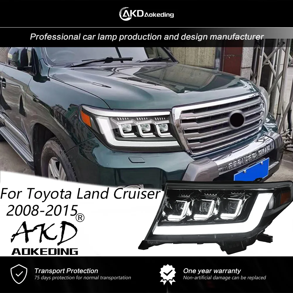 

AKD For Toyota Land Cruiser 2008-2015 LC200 LED Head Lamp Car Accessory Fog Lights DRL H7 LED Bi Xenon Bulb LC200 Headlights