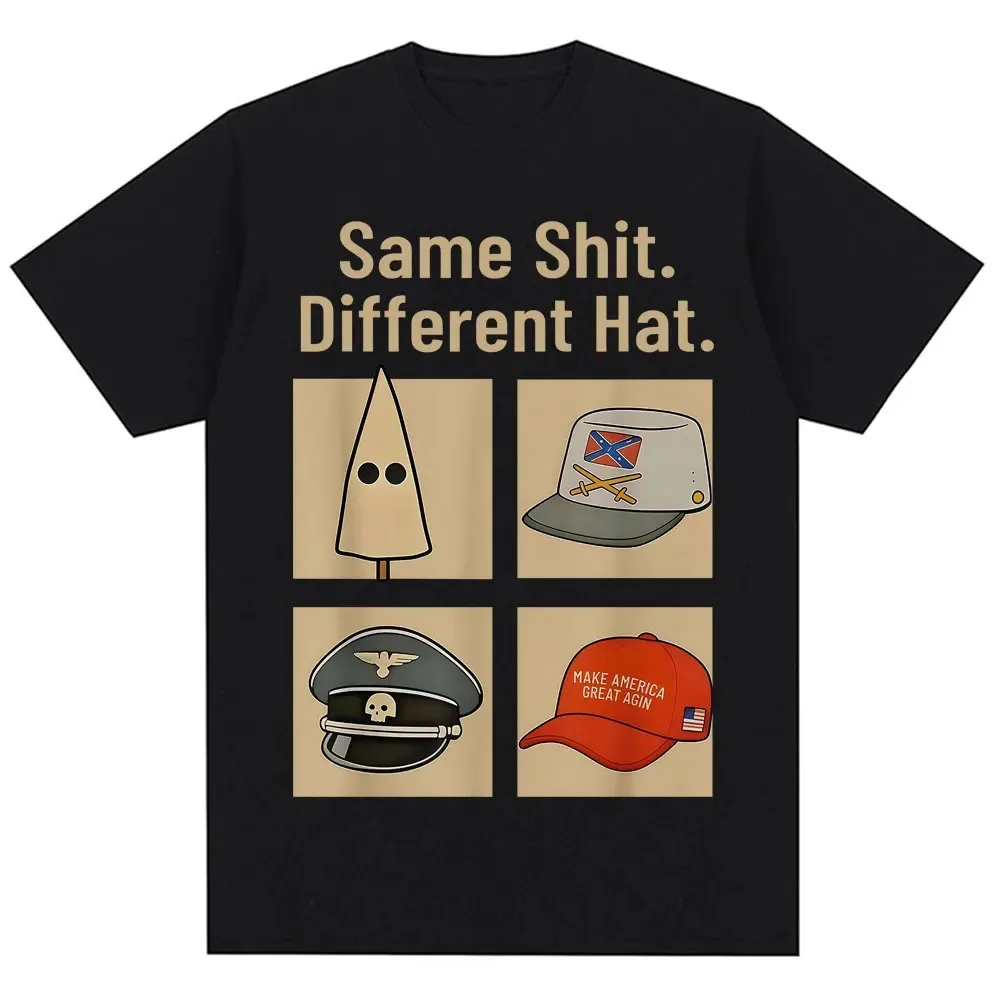 

Забавная футболка с рисунком Same Shit Different Hat Meme для мужчин и женщин с юмором, винтажные новинки, футболки Y2k с короткими рукавами, классический горячий продукт