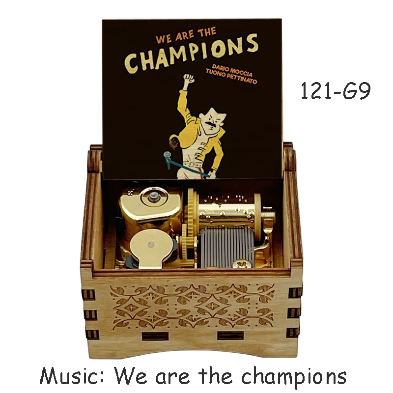 الذهبي الميكانيكية نحن بطل صندوق الموسيقى الرقمية اللون طباعة بوتيك الموسيقية هدية الأسرة عيد الميلاد مكتب الديكور #1