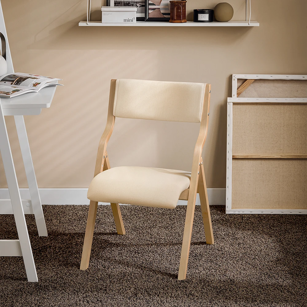 SoBuy FST40x2 Juego de 2 sillas plegables de madera, sillas ergonómicas acolchadas para cocina y comedor, silla plegable para balcón y oficina