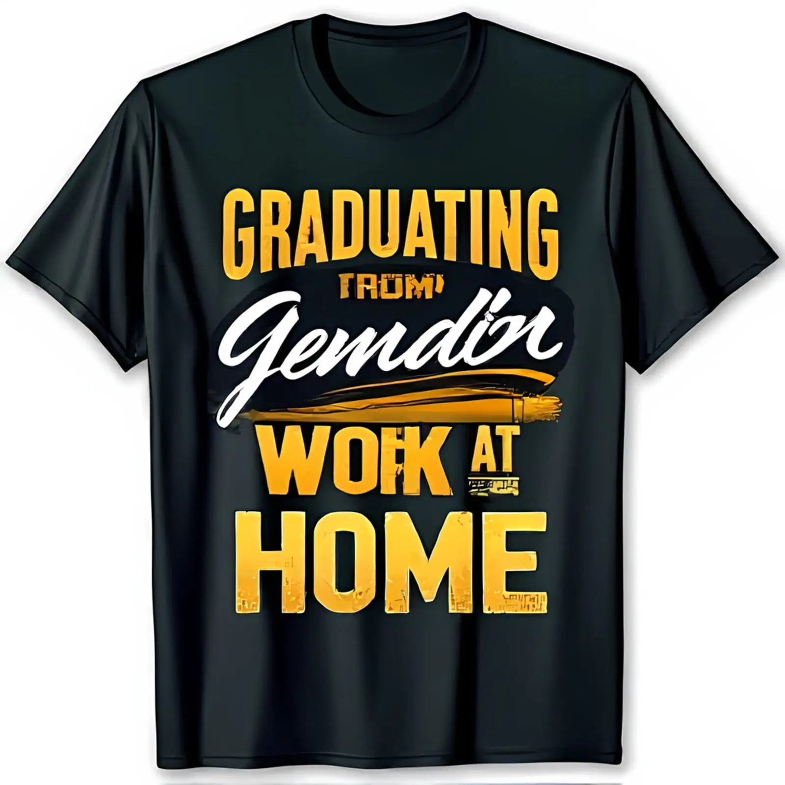 Black T-Shirt with Fun Graduation Graphic for Remote Work