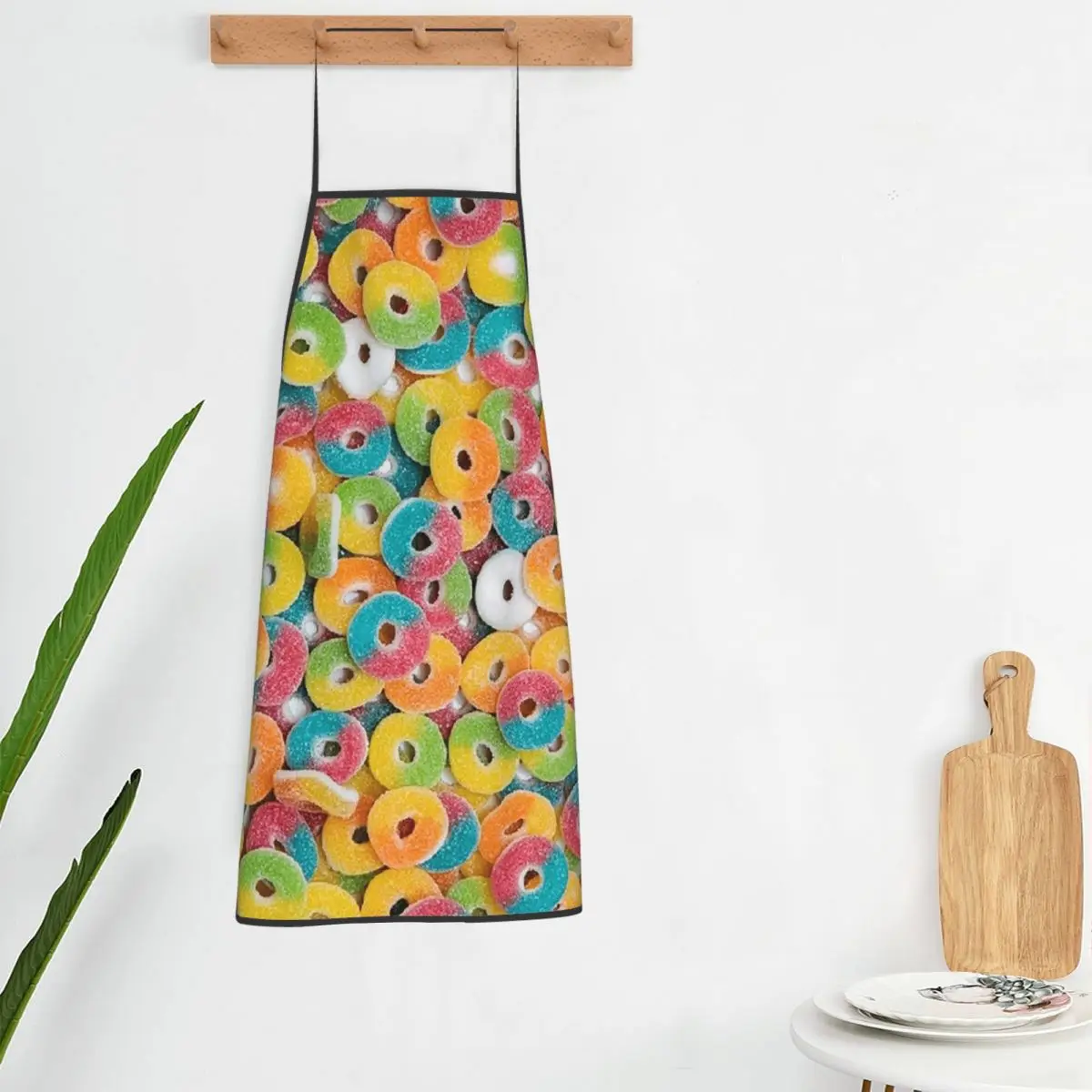 Candy Pattern Aprons Chef Cooking Tablier Sleeveless Bib Kitchen Cleaning Pinafore for Women Men Painting