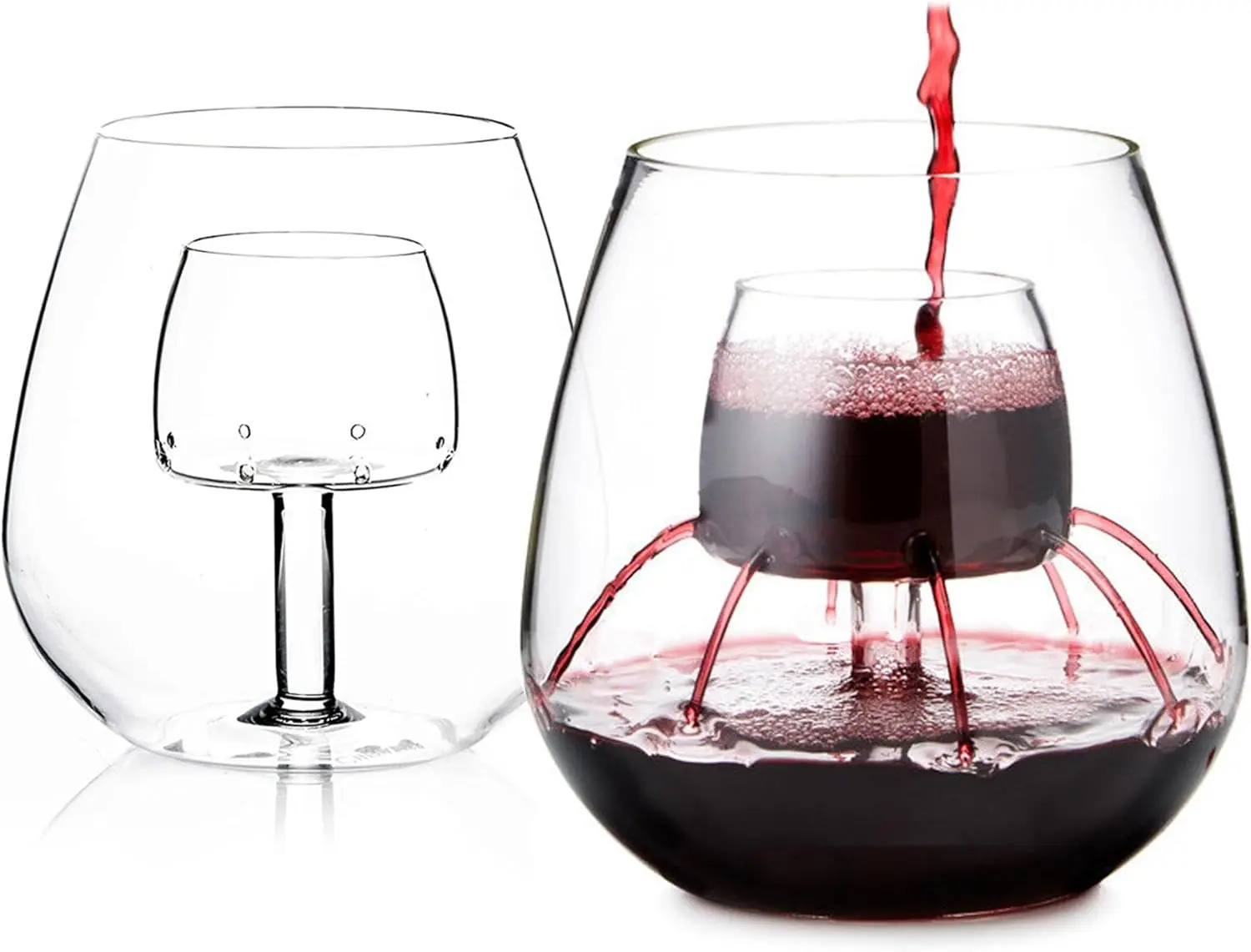 

Stemless Aerating Wine Glasses (Set of 2) by Chevalier Collection – Patented Wine Glasses with Built In Aerator