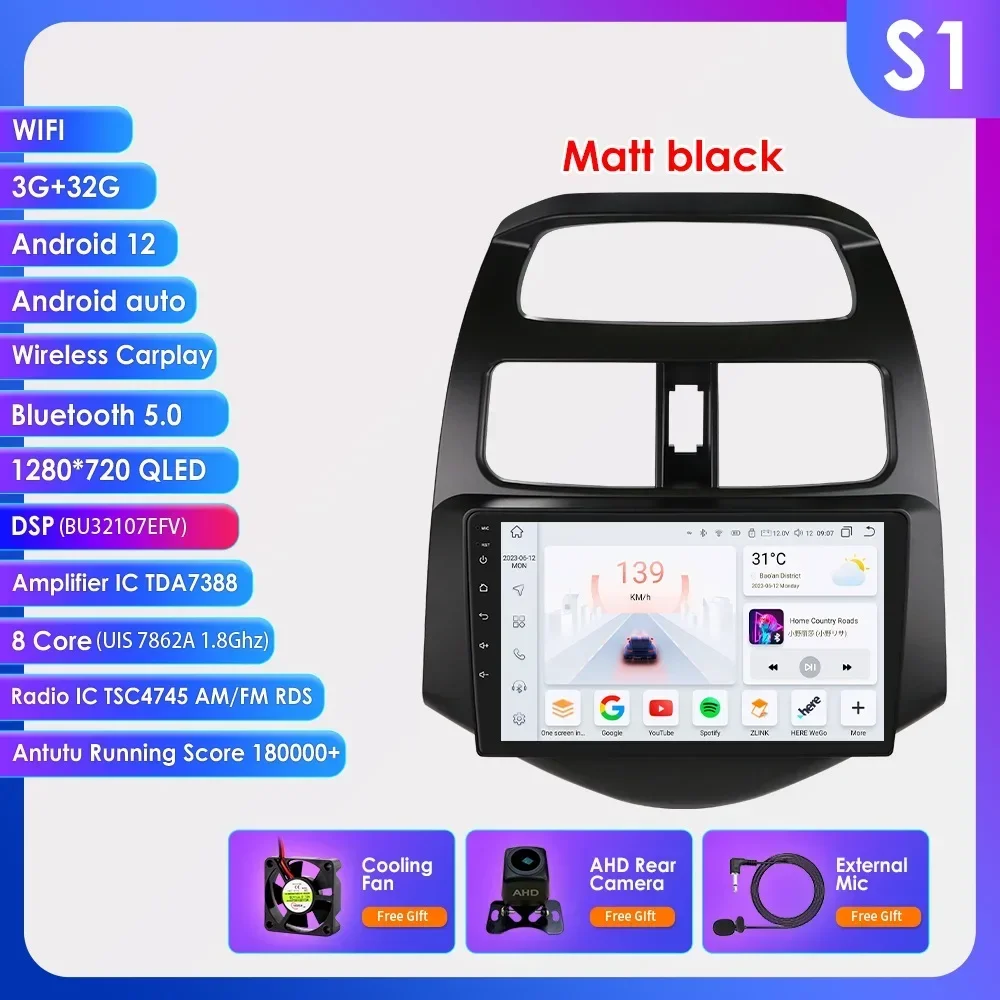 Hizpo Android 13 Autoradio Multimedia Voor Chevrolet Spark Beat Matiz Creatieve 2010-2014 Navigatie GPS Video Player 8 Core 7862