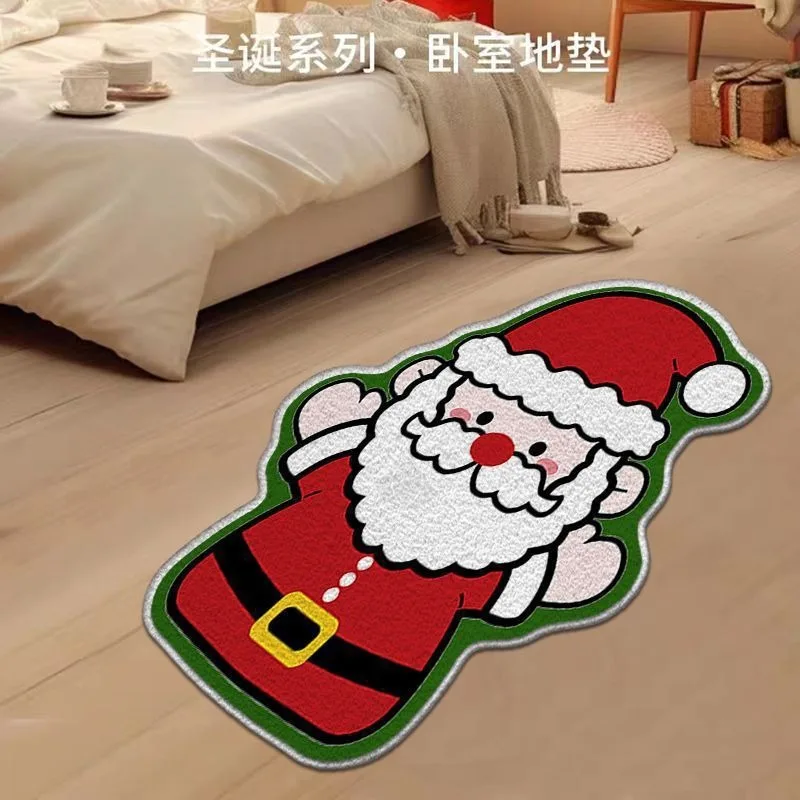 Christmas Series Alien Cartoon Cashmere Carpet Comfortable Home Decoration Bedroom Anti slip Rug Easy to Maintain Bedside Carpet