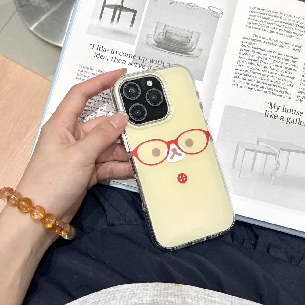 Rilakkuma الدب قضية الهاتف آيفون 17 16 15 14 13 12 برو ماكس لطيف الكرتون اليابان أنيمي للصدمات الغلاف الصلب مع الحبل