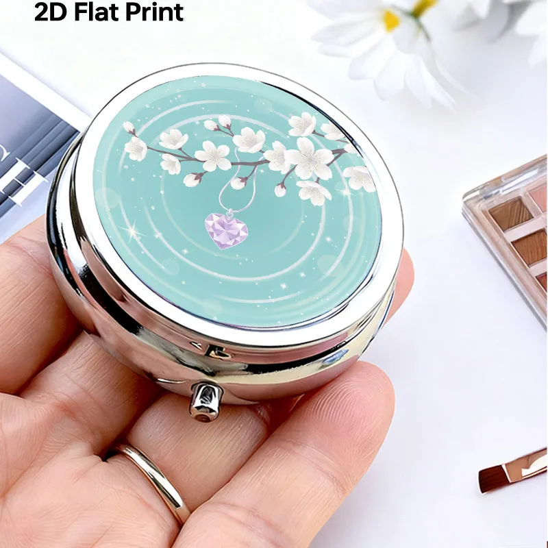 Portable Metal Box Organizer, 3-Compartment Travel Box, Suitable Handbags, Cute Retro Heart-Shaped Cherry Blossom Design, Small Daily Vitamin Storage Box, Compact Container, Pocket Box, Aesthetic Jewelry Box view 2