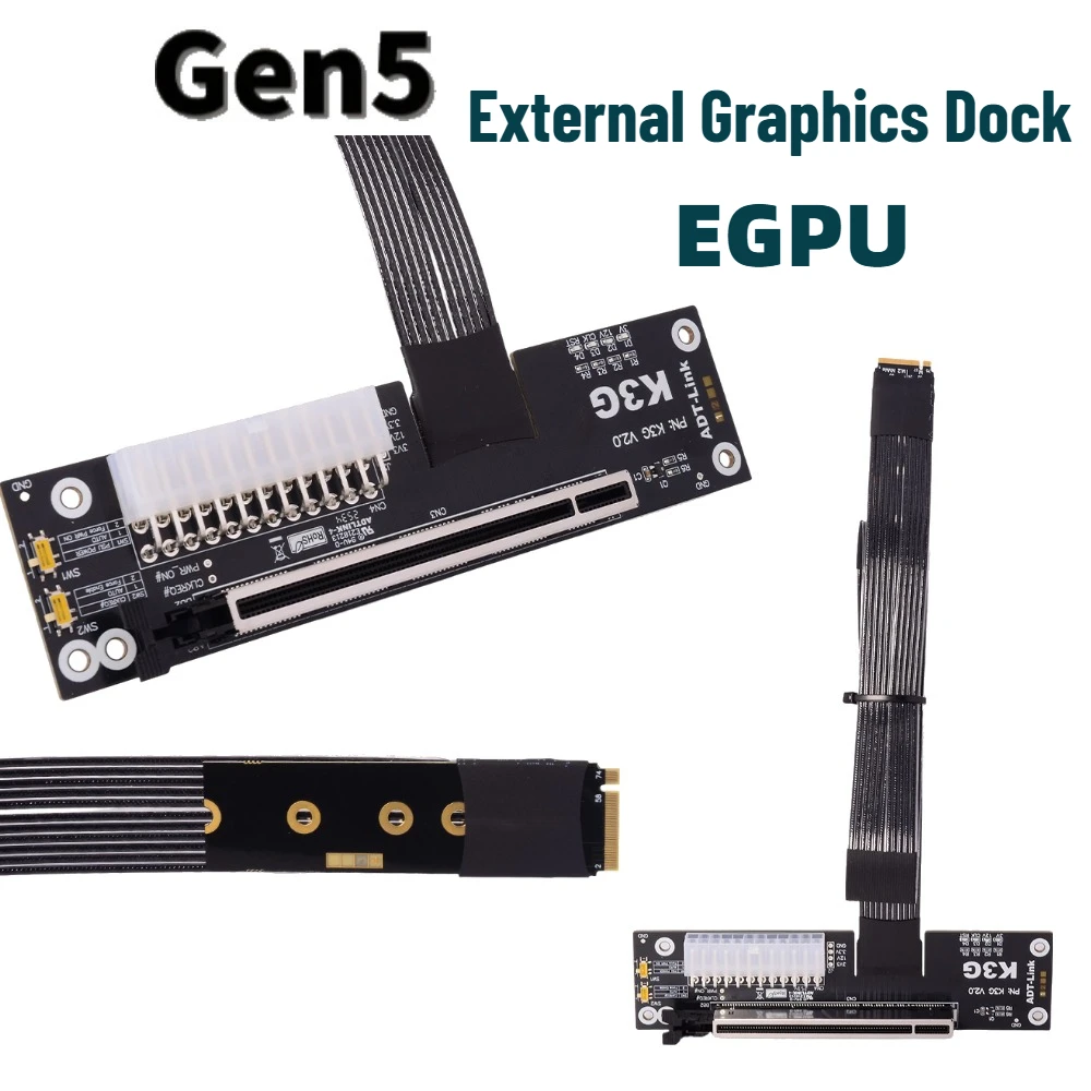 K43SG 5.0 M2 NVMe Key M to PCI-E 5.0 X16 eGPU Adapter Cable -Notebook ITX/STX Laptop Graphics Card External Docking Station Gen5