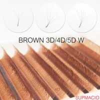 Extensiones de pestañas prefabricadas con forma marrón 3D 4D 5D W 0,07 8-15 mezcla 3DW/4DW/5DW pestañas naturales suaves y ligeras