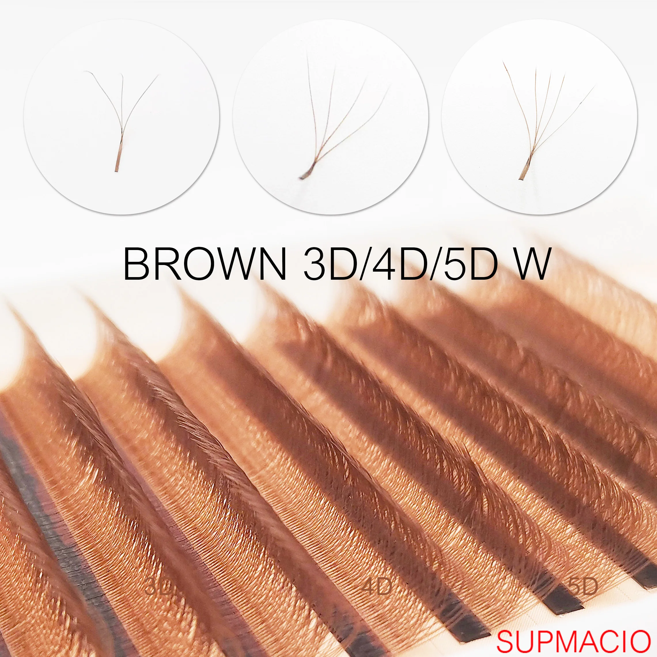 3D 4D 5D W Brown Shape Premade Fans Eyelash Extensions 0.07 8-15 Mix 3DW/4DW/5DW Natural Soft Light Lashes