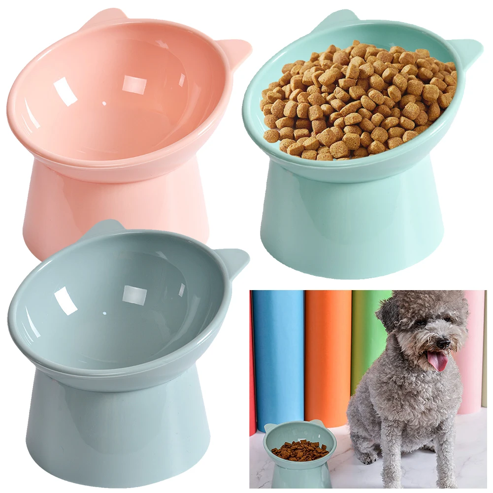 

Tilted Cat Food Bowl Elevated Cat Bowl Ergonomic Raised Cat Food Bowl Anti Vomiting Plastic Feeding Bowl for Flat- Faced Cats