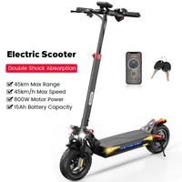 800W 15Ah Electric Scooter 10inch Powerful Electric Kick Scooter Anti-skid Off-road Tire 45km Range eScooter 45km/h With App