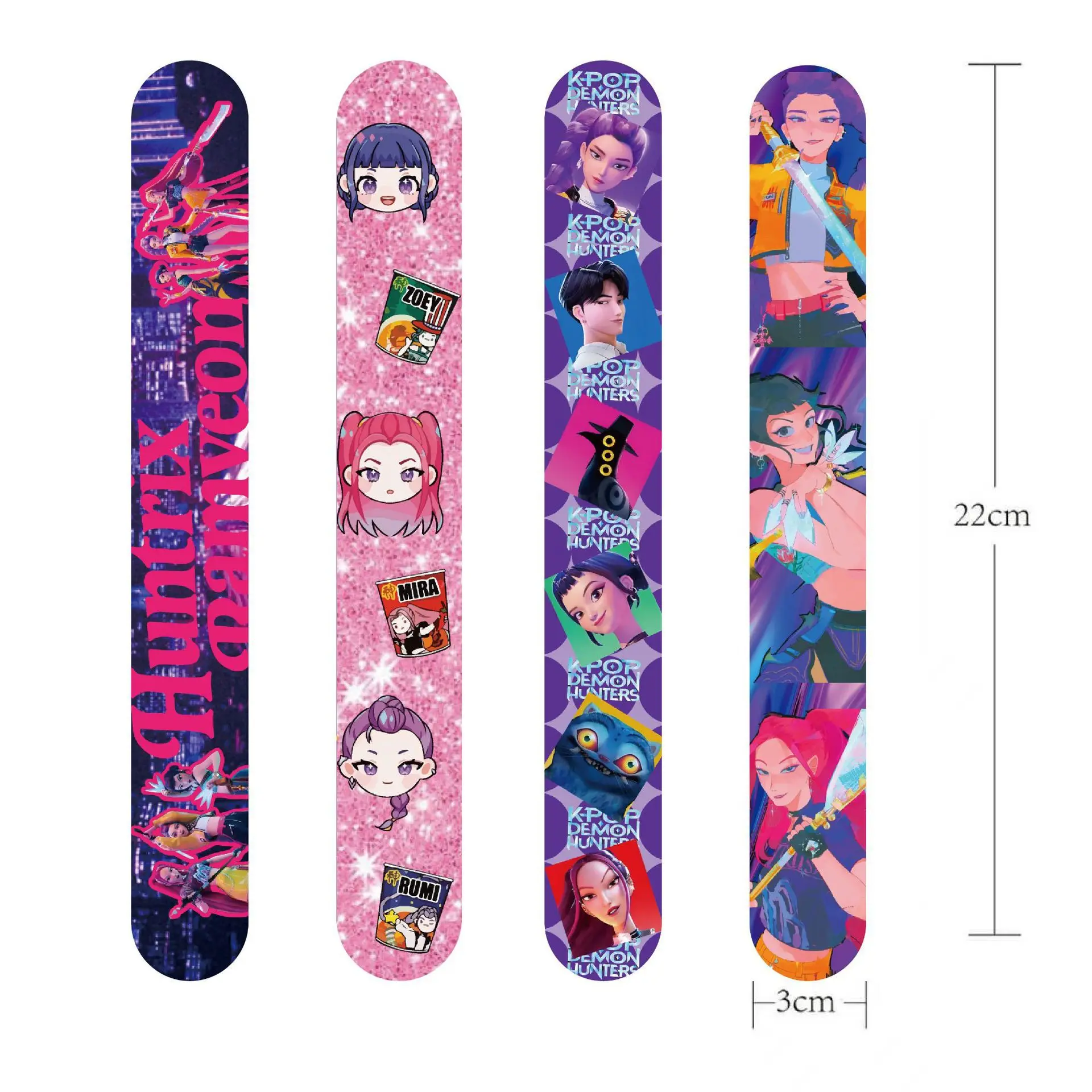 12PCS K-POP Demon Hunters Snap Bracelet Set, HUNTR/X Snap Wrap Hand Band for Kids, PVC Slap Bracelet Party Favors, Anime Toy