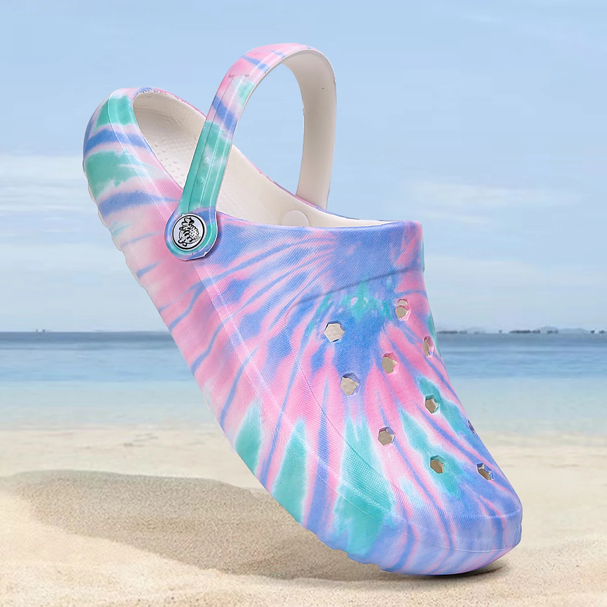 Tie-dye Pattern Clog, Garden Shoes, Lightweight EVA Mules, Non-slip Sandals, Breathable Slip-On Shoes for Indoor Outdoor 666