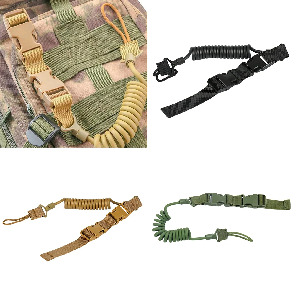 Anti-lost Tactical  Elastic Lanyard Rope Spring Safety Strap Rope For Key Ring Chain Flashlight Hunting Accessories