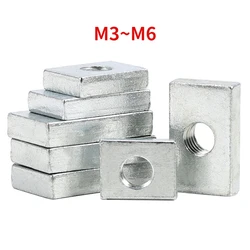 Square Nut M3 M4 M5 M6 Zinc-Plated Carbon Steel Thin Rectangular Nuts Slider Block for Aluminum Profile Accessory