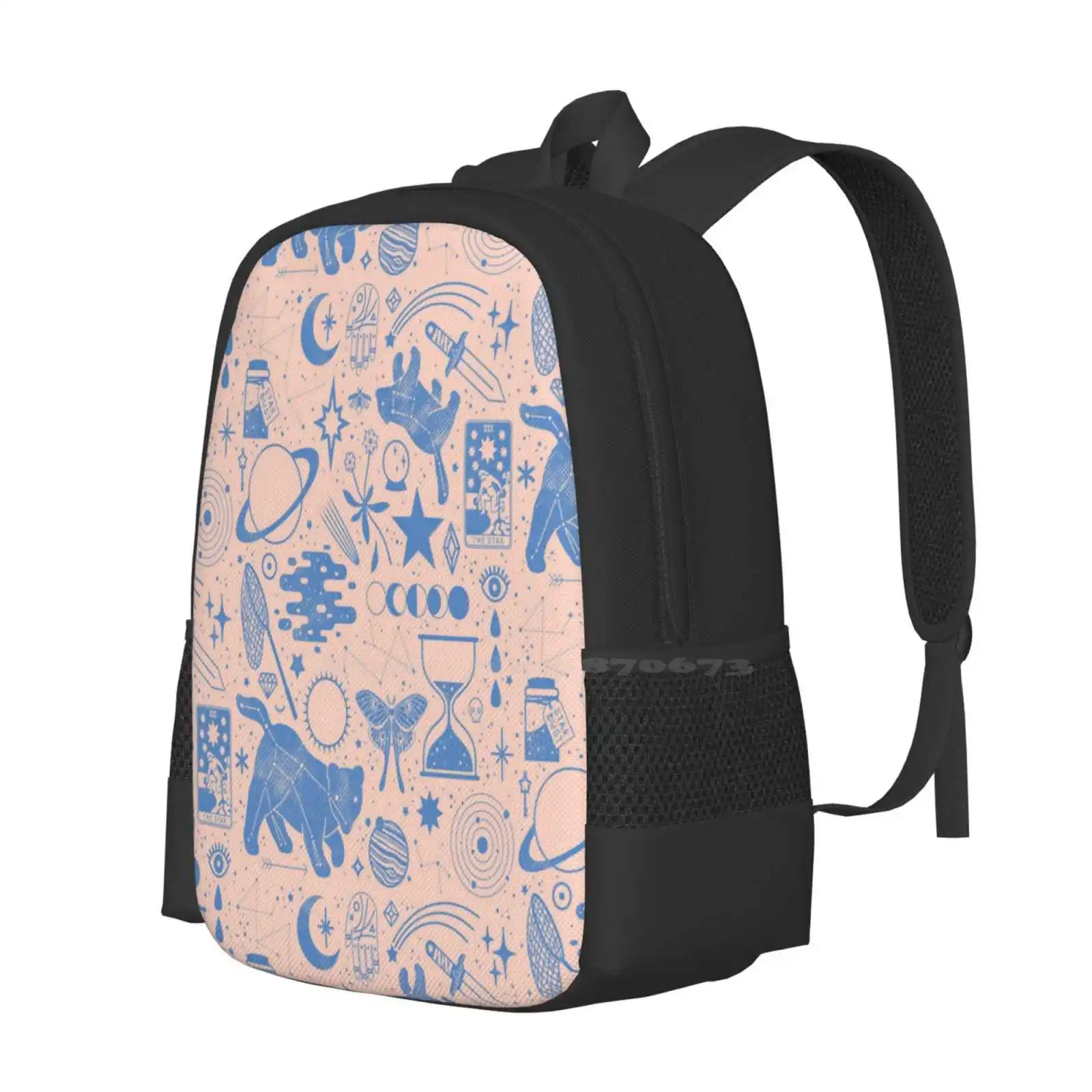 Collecting The Stars School Bag Big Capacity Backpack Laptop Pattern Celestial Space Magic Fantasy Pastel Pink Stars Bear Ursa