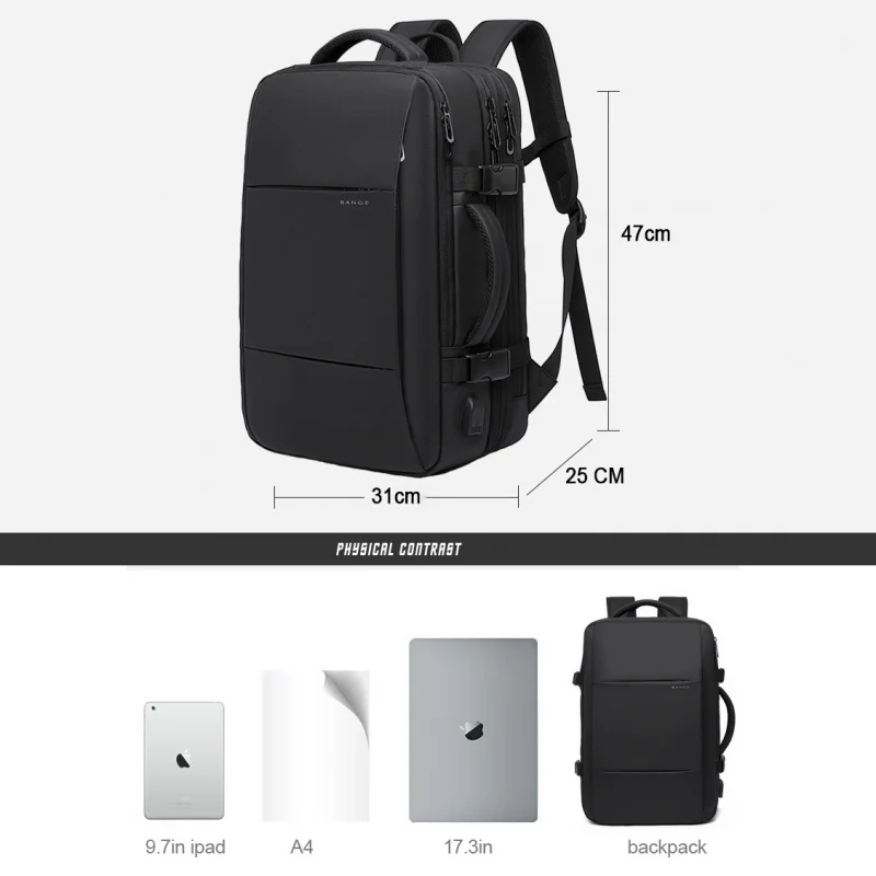 Travel Backpack Men Business Aesthetic Backpack School Expandable USB Bag Large Capacity 37L Laptop Waterproof Fashion Backpad