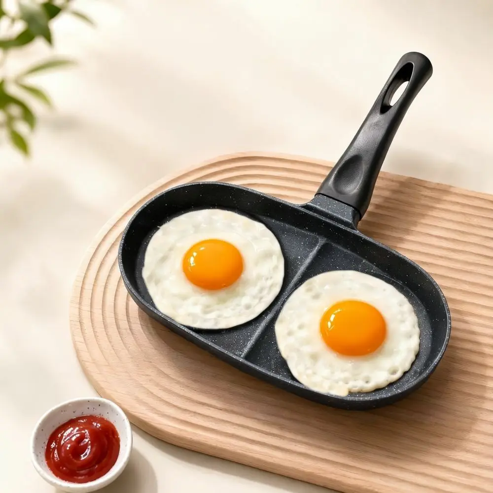 Breakfast Frying Pan Double Hole Nonstick Skillet Egg Maker Kitchen Tool Aluminum Cookware Compatible Induction Gas Stovetop