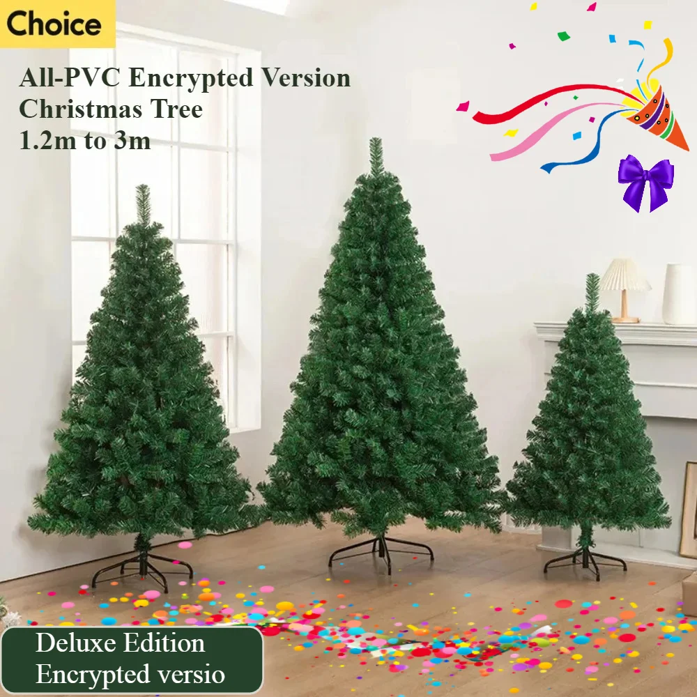 

PVC Artificial Christmas Tree Encryption Thick Fir Metal Support Christmas Tree 1.2m-3m Family Christmas Party scene Decorations