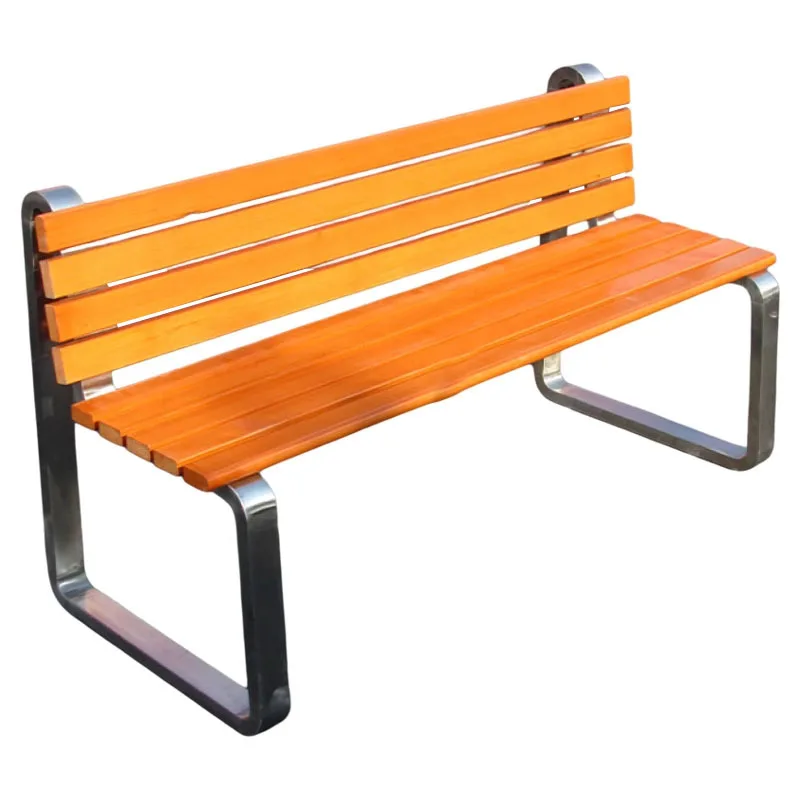 

Park chair, stainless steel outdoor bench, open-air pineapple grid outdoor double seat, casual long anti-corrosion wooden stool