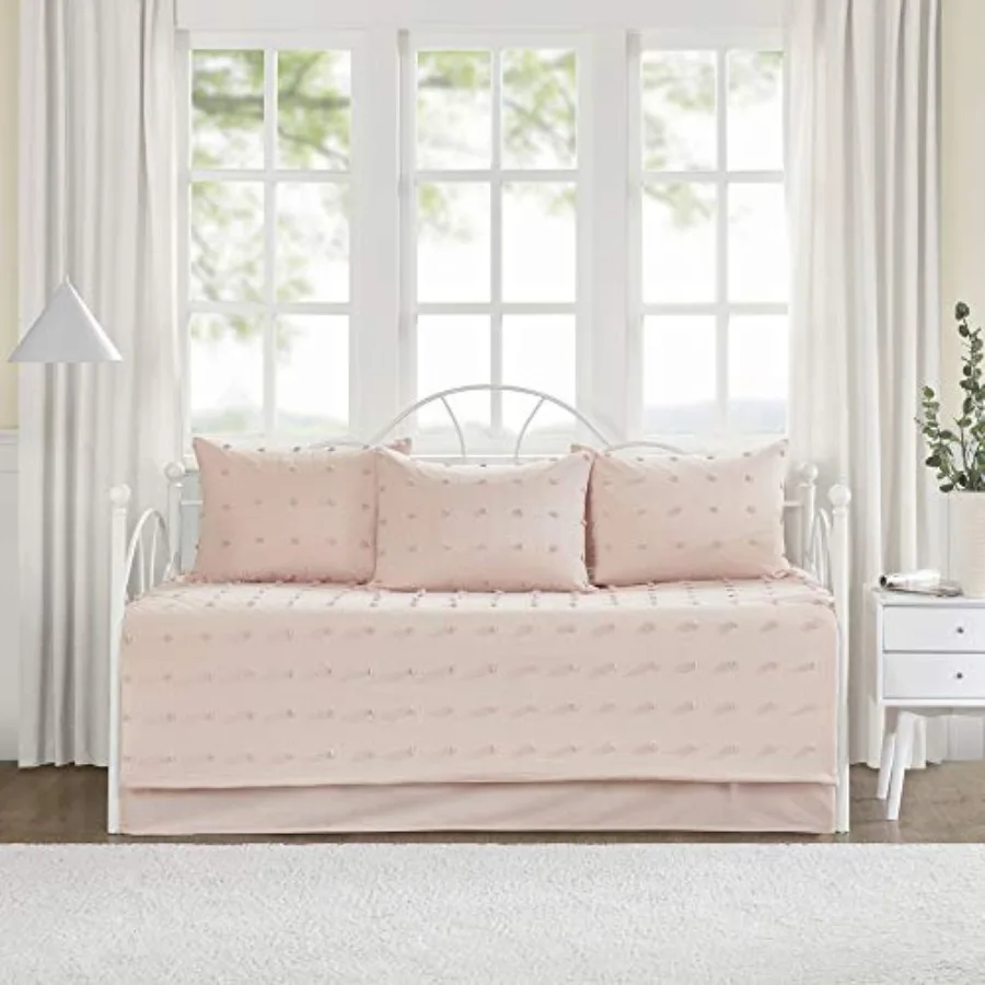 

Brooklyn Cotton Daybed Cover - Jacquard Tufted Chenille with Quilted Reverse, All Season Bedding with Bedskirt, Matching Shams,