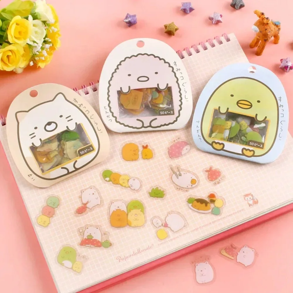 PVC Cartoon Kawaii Pvc Stickers Decoration DIY Lovely Cat Bear Sticker for Diary Transparent Good Adhesion