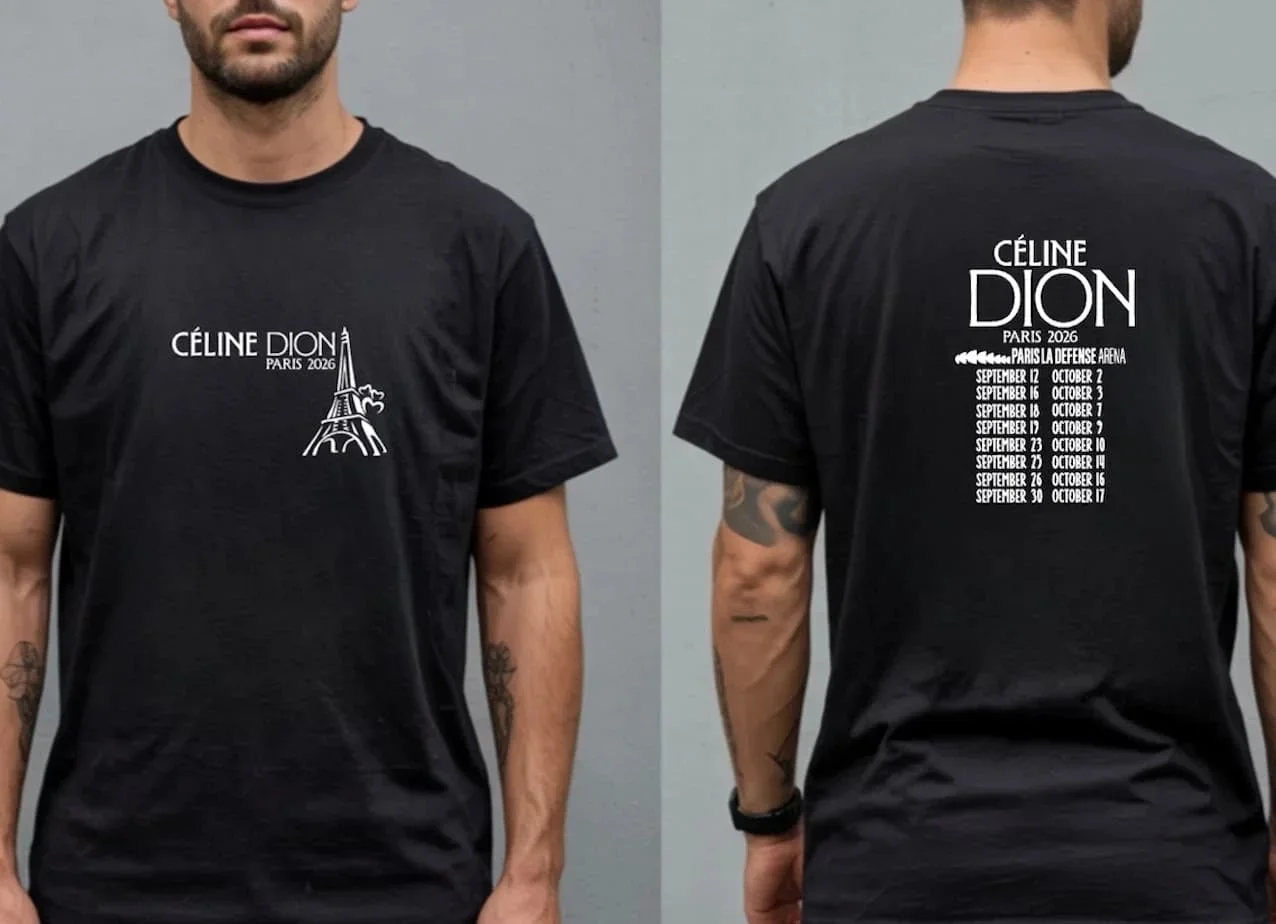 Neues Celine Dion Paris 2026 Fan-Tour-Geschenk Schnelltrocknendes T-Shirt für Männer und Frauen 2026 Neues Herren-T-Shirt Streetwear Tees Familien-Matching – Detail 4