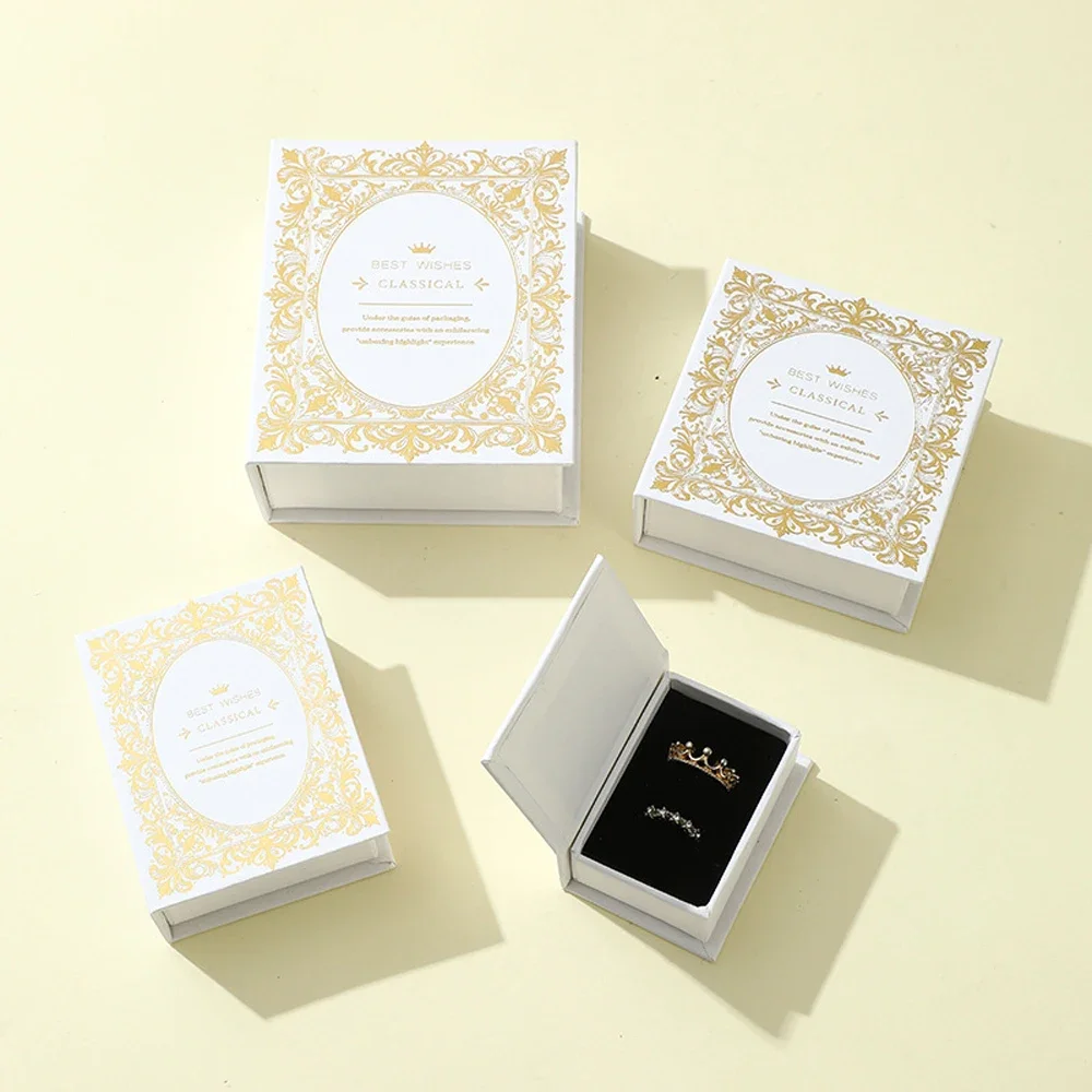 50Pcs Custom Logo Jewelry Magnetic Flip Cover Book Shape Box For Rings Pendant Necklace Foundation Organizer Brooch Storage Case