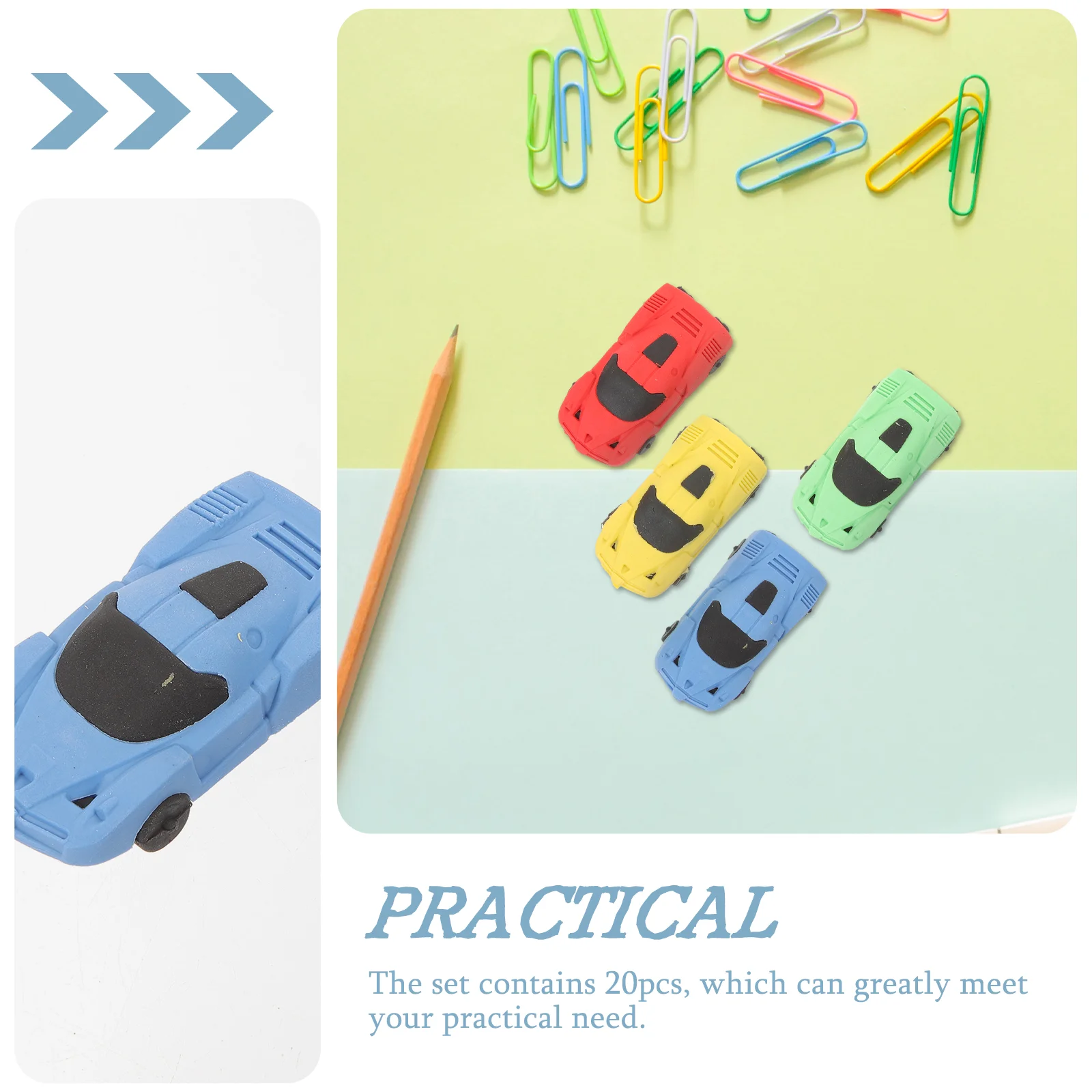 20 Pcs Racing Eraser Students Stationery Car Shaped Novelty Adorable Erasers Cars