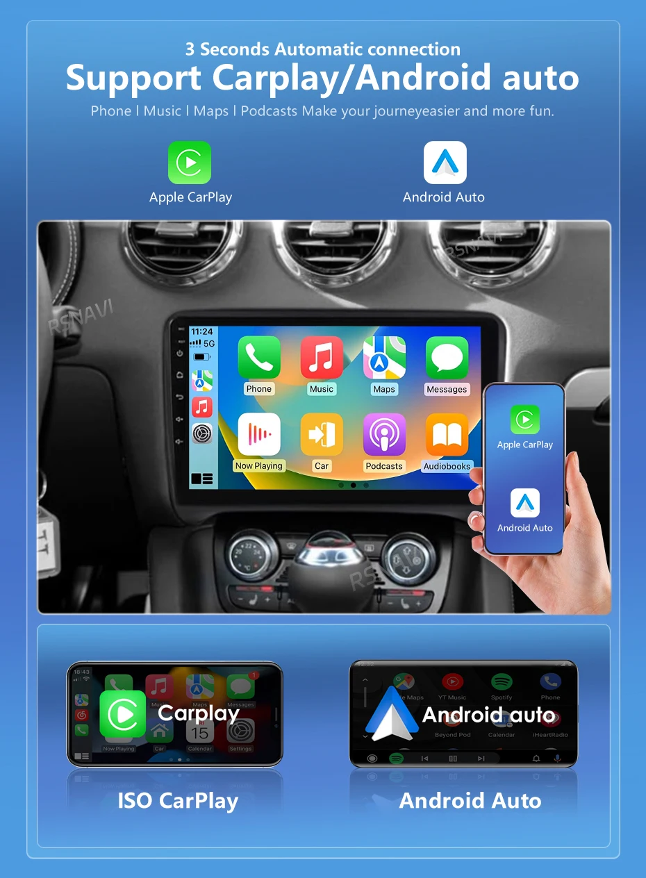 Android 16 Für Audi TT 2 8J 2006-2014 2K QLED Android Autoradio Multimedia-Videoplayer GPS AI-Sprachsteuerung CarPlay Haupteinheit 4G Stereo – Detail 8
