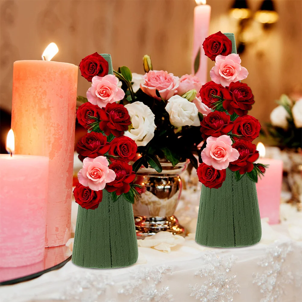 4 قطعة كتل رغوة الطين زهرة عالية الكثافة شكل مخروطي Diy بها بنفسك تشكيلة زهور اصطناعية طازجة ديكور الزفاف الجدول #3