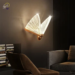 Lámpara LED de mariposa para pared, iluminación de interior nórdica, moderna, para cabecera de dormitorio, decoración navideña para el hogar