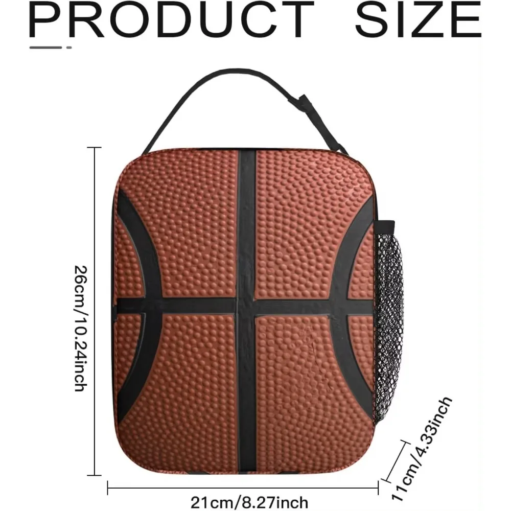 Basketball Lunch Bag for Women Men Insulated Reusable Lunch Box for Work Office School Picnic Portable Bento Tote Bag Cooler Bag