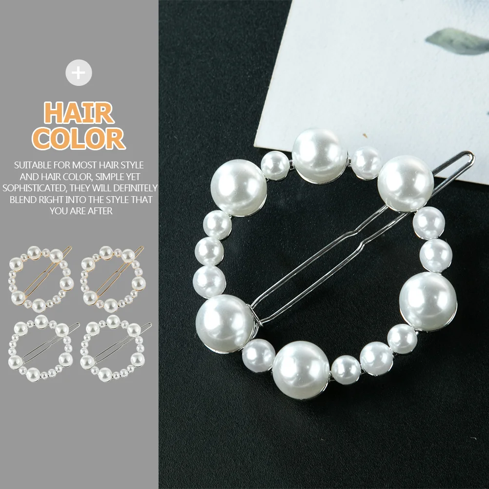 

4pcs Pearl Hair Clips Round Hairpin For Women Fashion Hair Accessories Barrette Decor Daily Party Wedding Wear Girls Headdress
