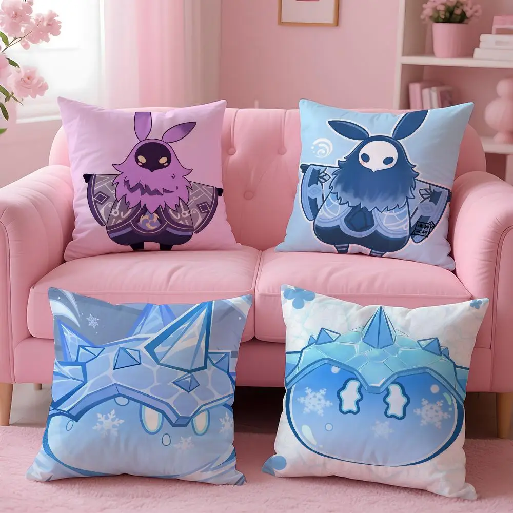 game Genshin Impact Cushion Cover Soft Washable Pillowcase Cushion Cover for Sofa Bed Car Travel Office Home Decor