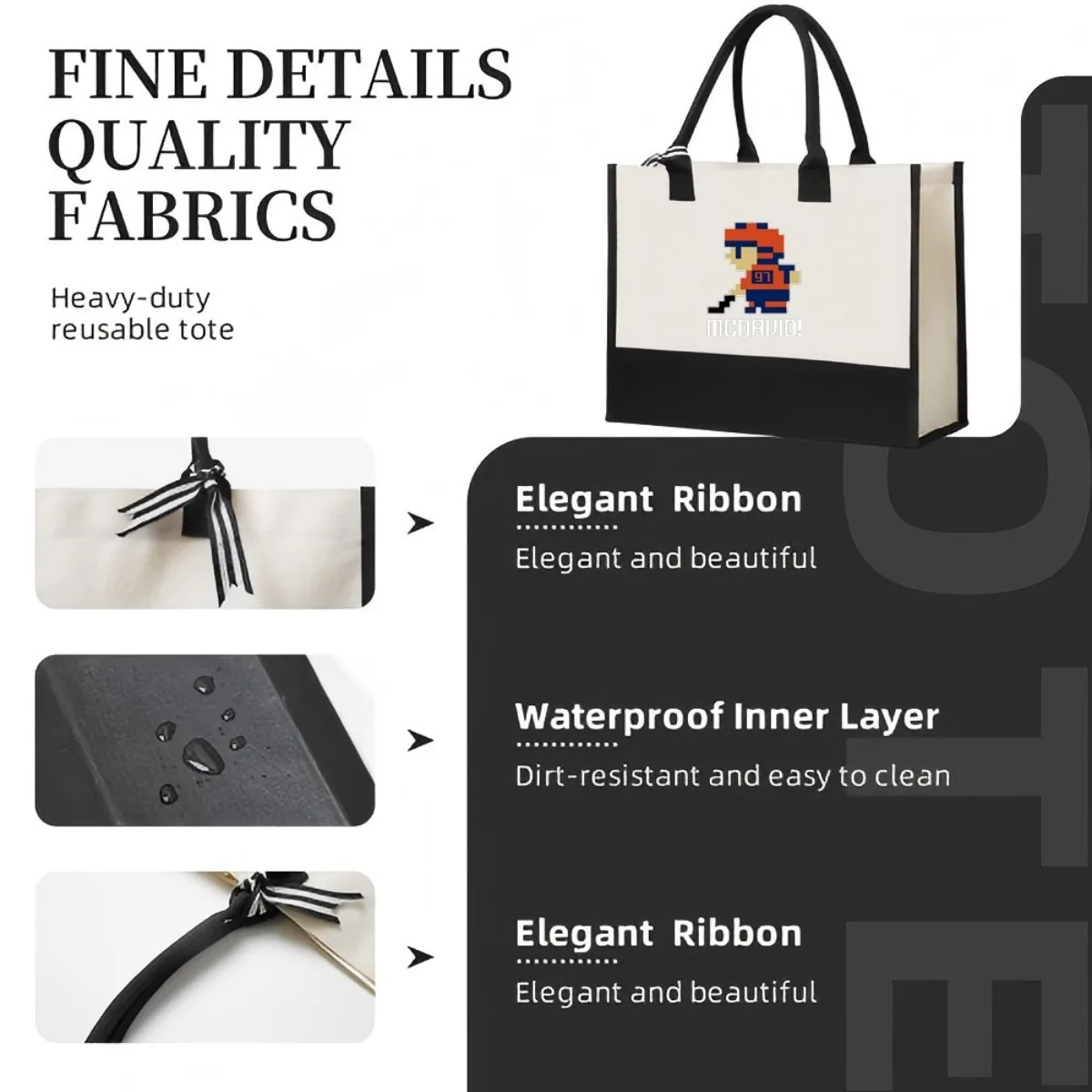 MCDAUID 2026 جديد وصول موضة عملية واسعة قابلة لإعادة الاستخدام حمل حقيبة نمط طباعة 2 لهجة الثقيلة حقيبة كتف كبيرة للجميع