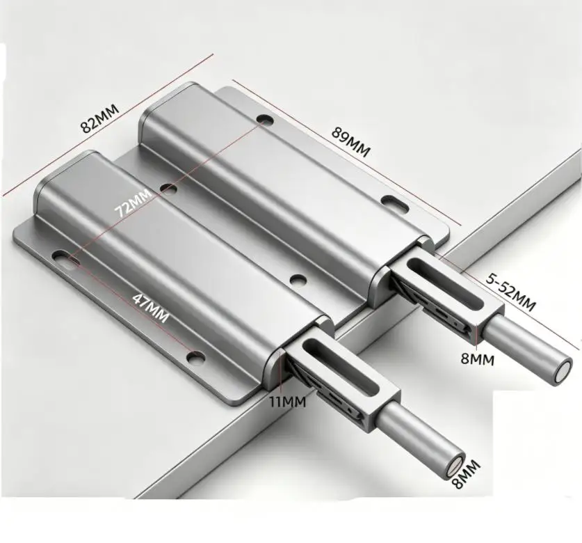 2PCS Magnetic Tip On Latch for Cabinet Doors Drawers Furniture Push to Open Mechanism Stable Holding Force 82x89mm