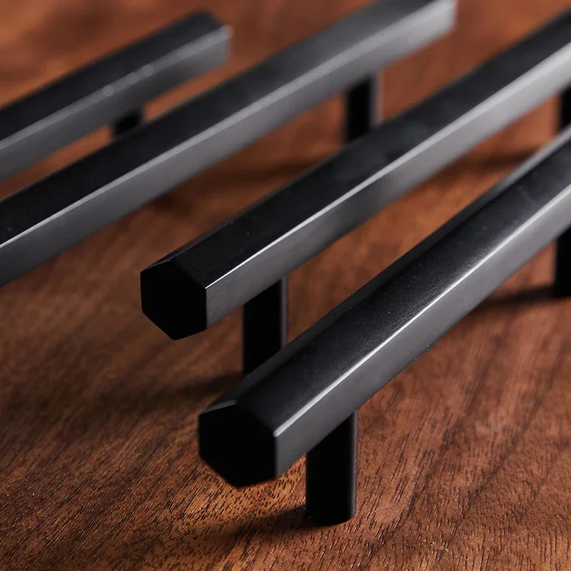 

Твердая латунная шестигранная ручка, Т-образная ручка для шкафа для кухни, прямой шкаф, прикроватная ручка для шкафчика