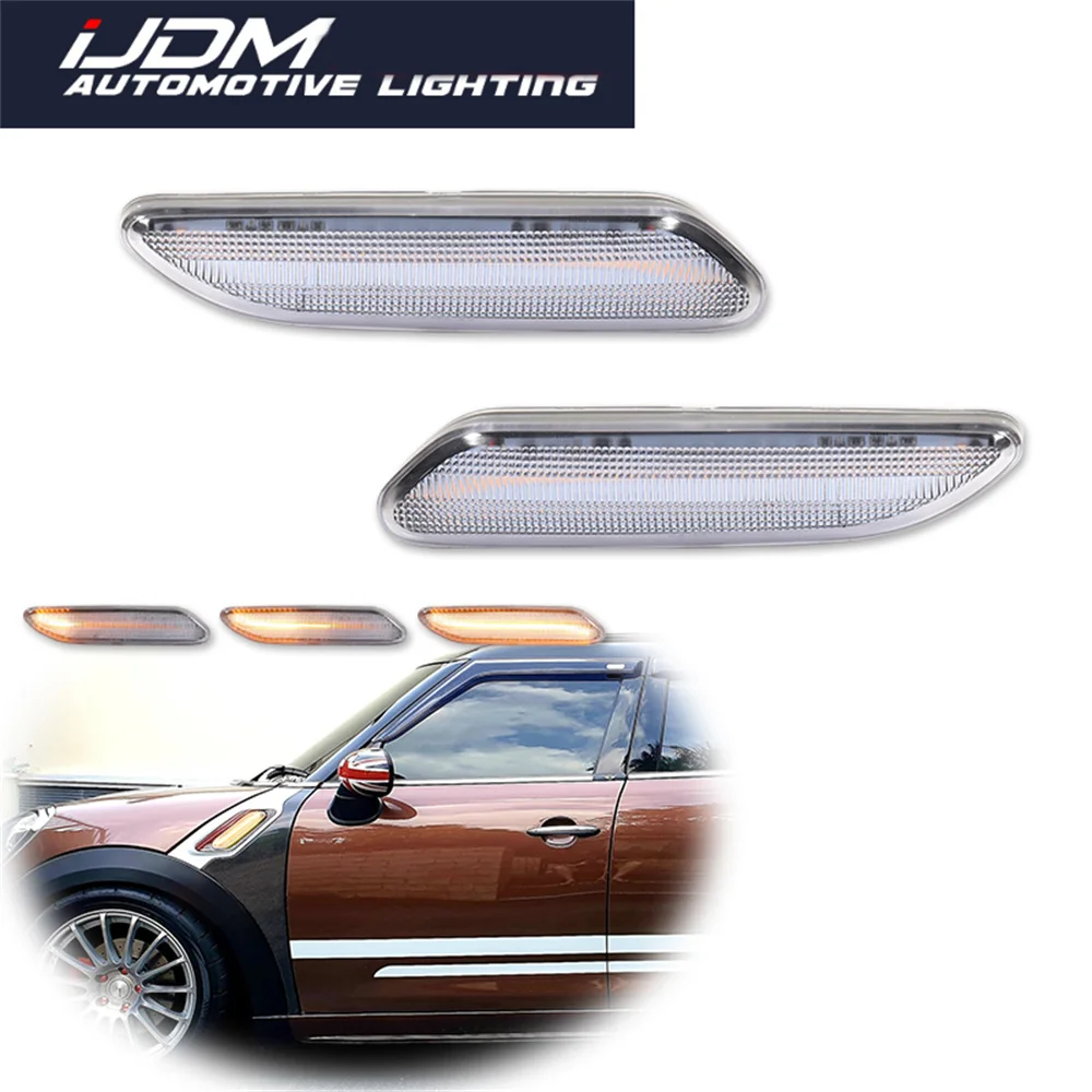 For MINI Cooper R60 Countryman R61 Paceman 2011-2016 Sequential Amber LED Front Side Marker Blinker Lights Turn Signal Lights