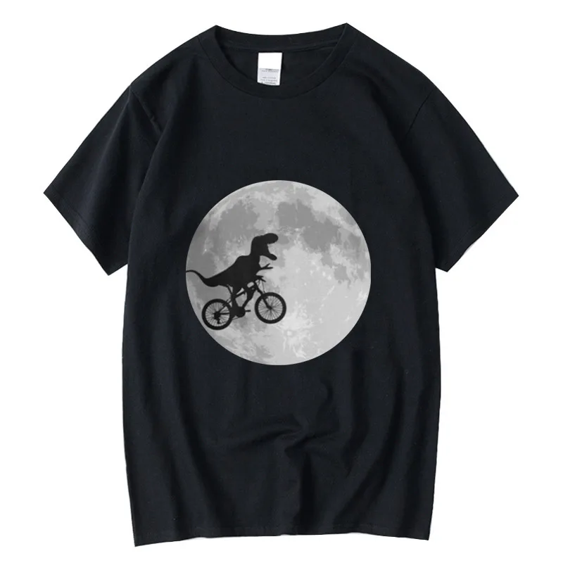 High Quality 100% Cotton Funny Dinosaur Printed Men's T-Shirt Customizable Design Hand-Painted Unique Style Clothing