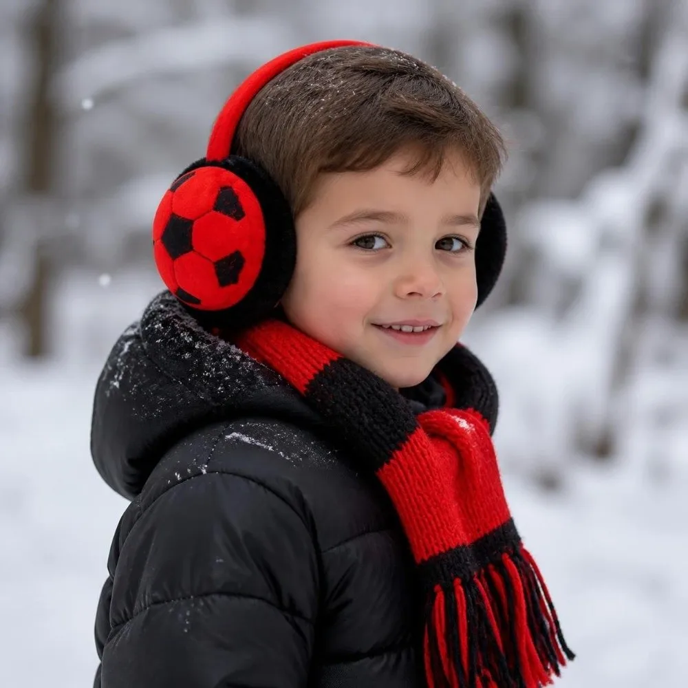 Cute Thickened Football Kids Earmuffs Keep Warm Cold-proof Winter Ear Warmer Anti-Freeze Soft Ear Protection Earmuff Children