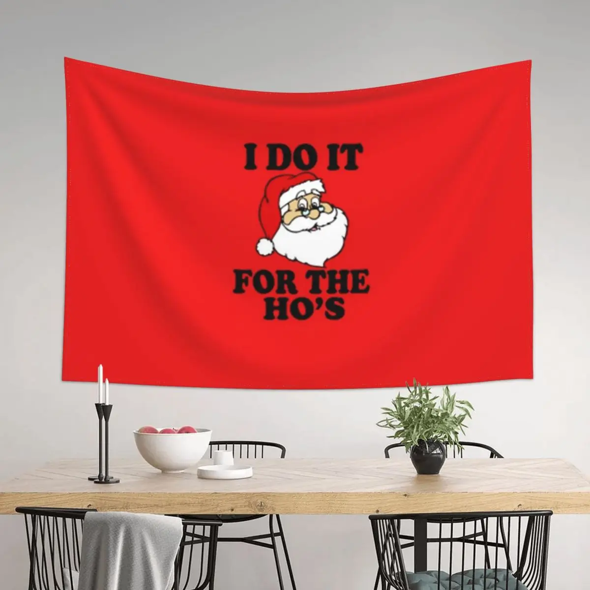 

Santa Christmas Apparell | I DO IT FOR THE HO's Tapestry Wall Hanging Wall Aesthetic Room Decor Korean Tapestry